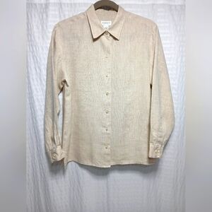 Liz Claiborne 100% Linen Long Sleeve Button Down. Ladies M Petite.
